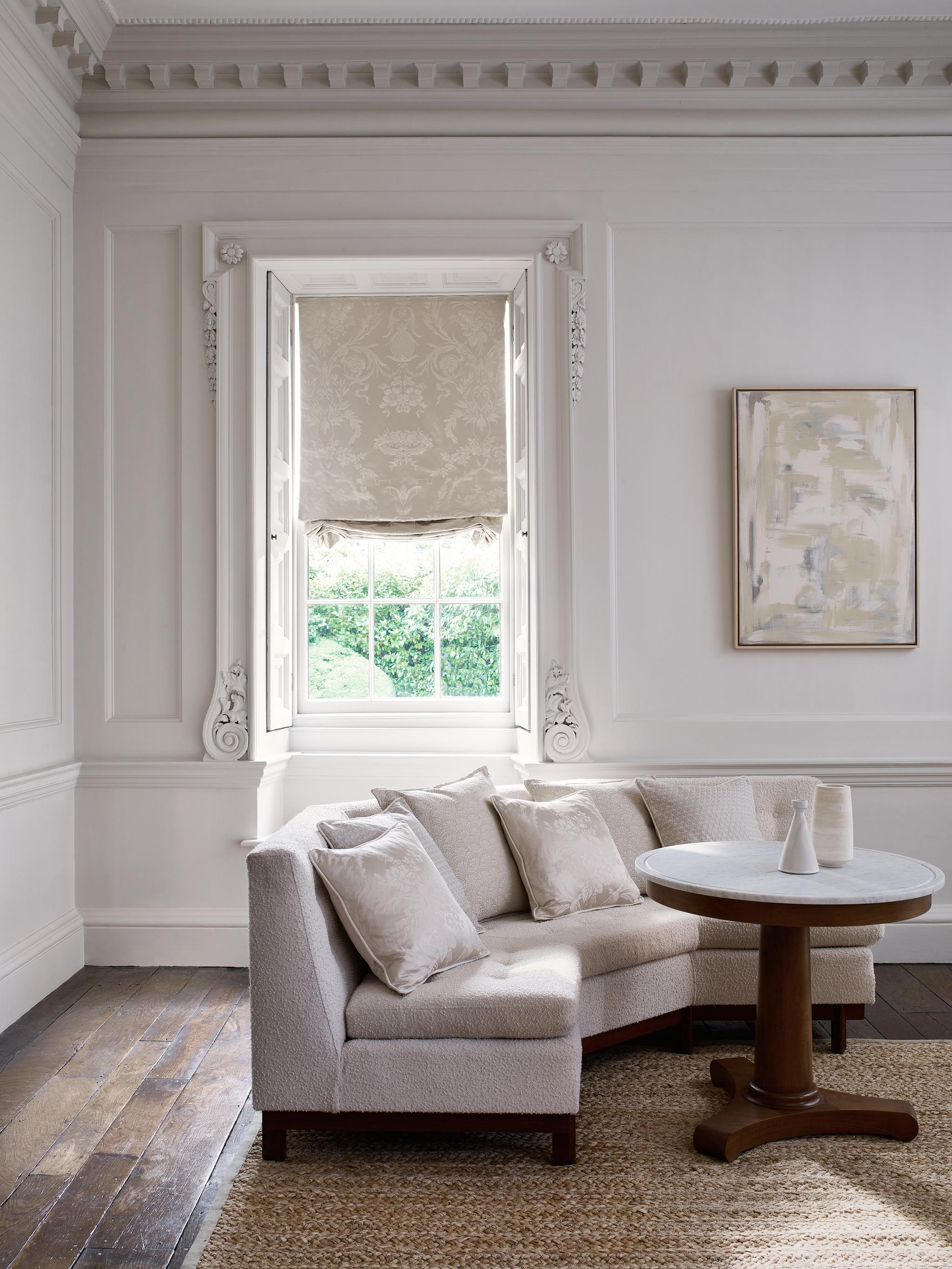 Zoffany Arabesque Silk Warm White Fabric DecoratorsBest