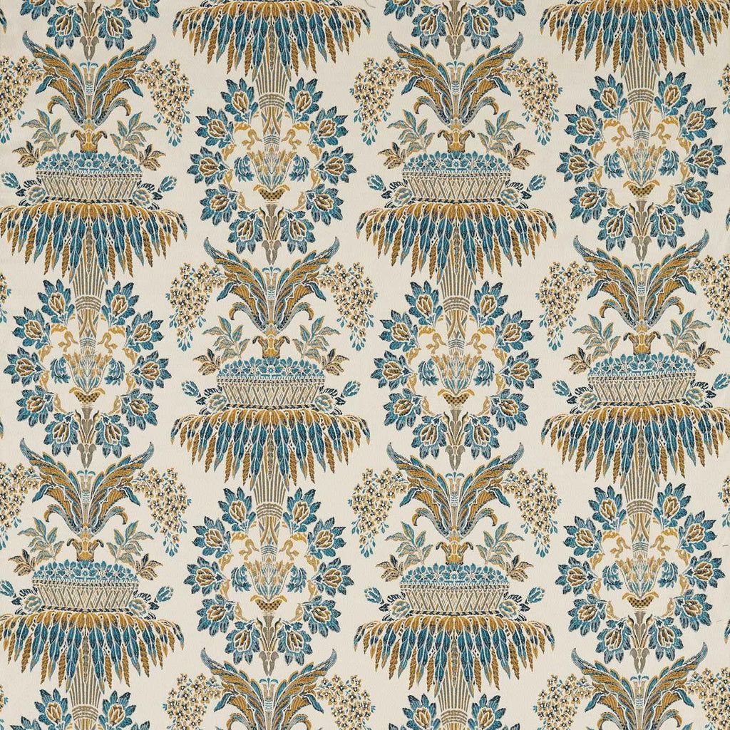 Zoffany Teal/Gold Suffolk Damasks & Stripes Fabric