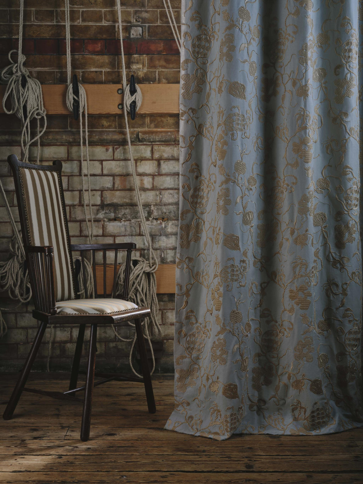 Sanderson Smog Blue/Lame Gold SANDERSON X GILES DEACON FABRICS Fabric