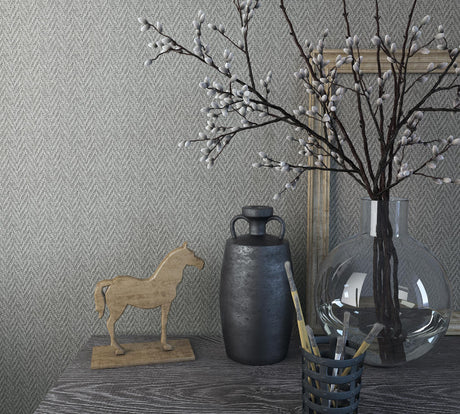 Galerie Chevron Sisal Weave Silver Grey Wallpaper