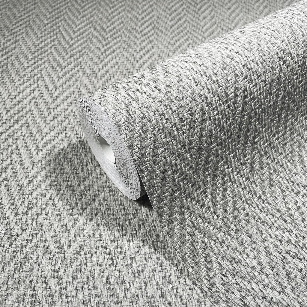 Galerie Chevron Sisal Weave Silver Grey Wallpaper