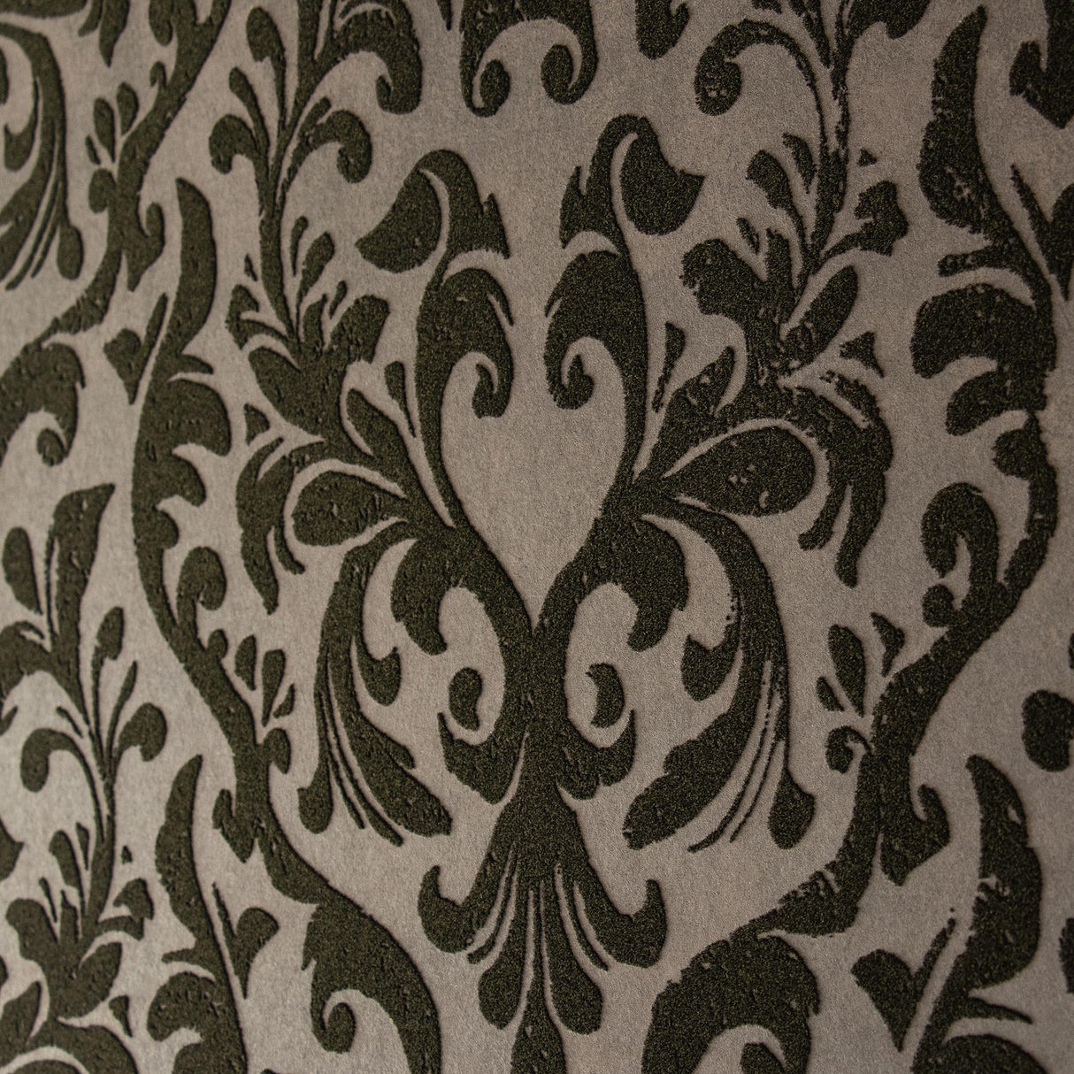 Galerie Mayfair / Loft Damask Flock Bronze Brown Wallpaper