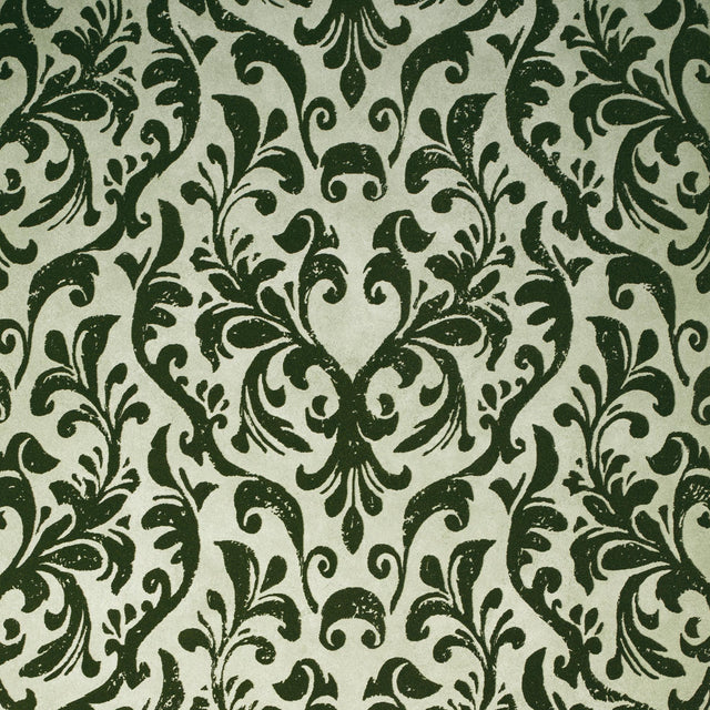 Galerie Mayfair / Loft Damask Flock Green Wallpaper