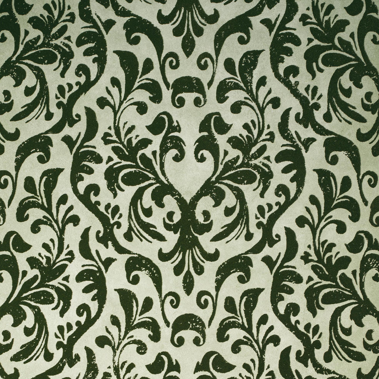 Galerie Mayfair / Loft Damask Flock Green Wallpaper