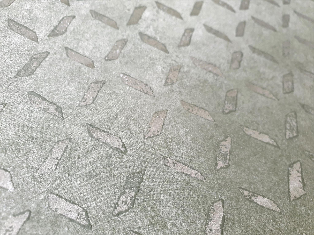 Galerie Soho / Metal Drain Grid Silver Grey Wallpaper