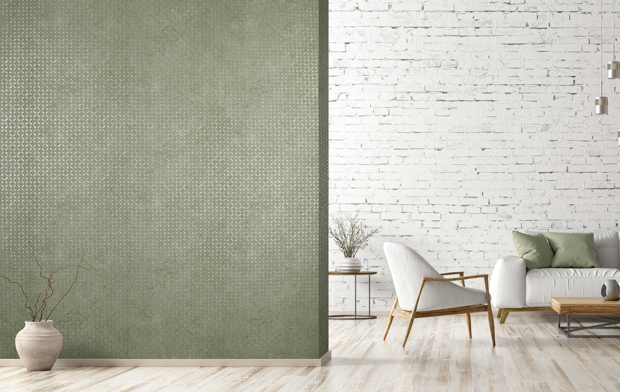 Galerie Soho / Metal Drain Grid Green Wallpaper