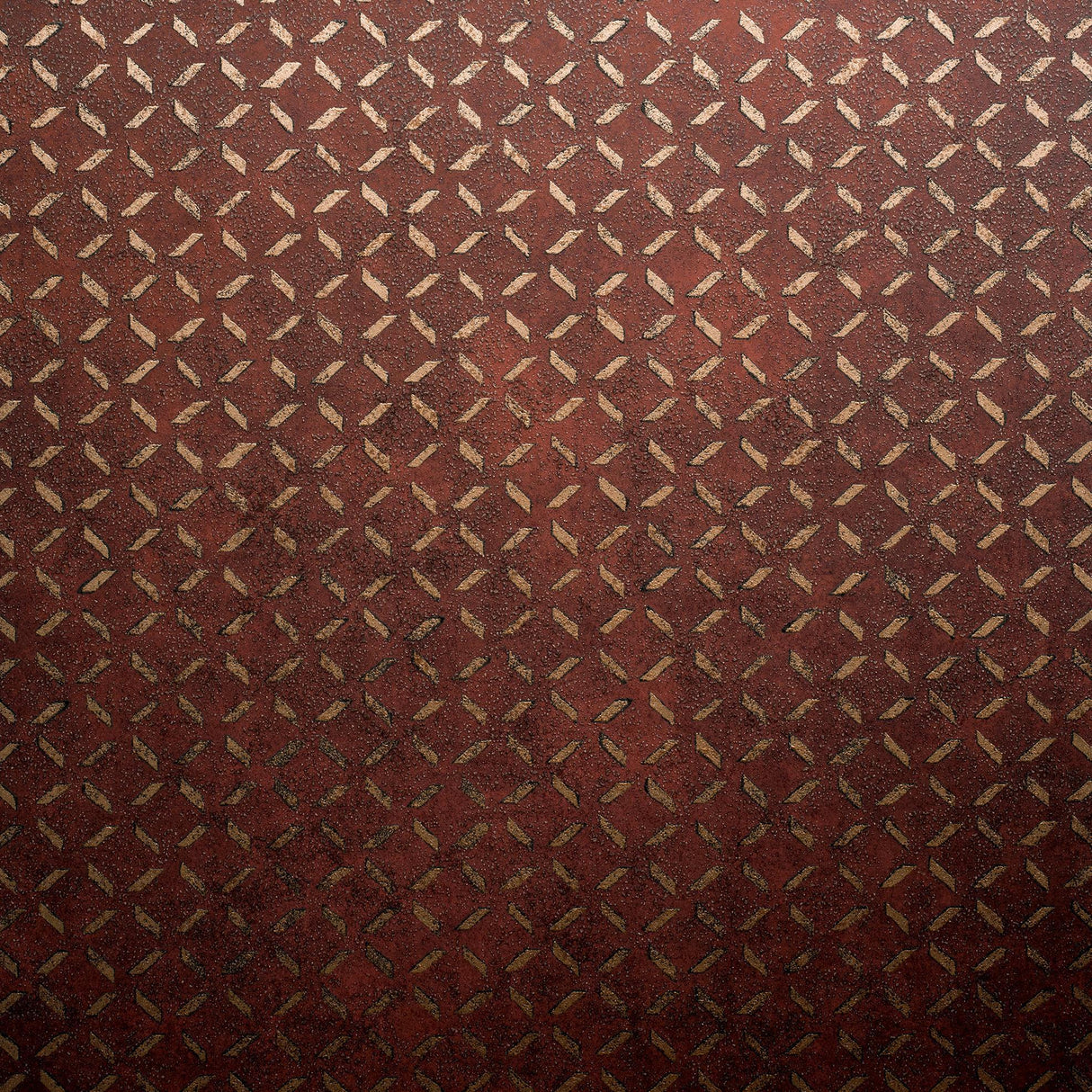 Galerie Soho / Metal Drain Grid Red Wallpaper