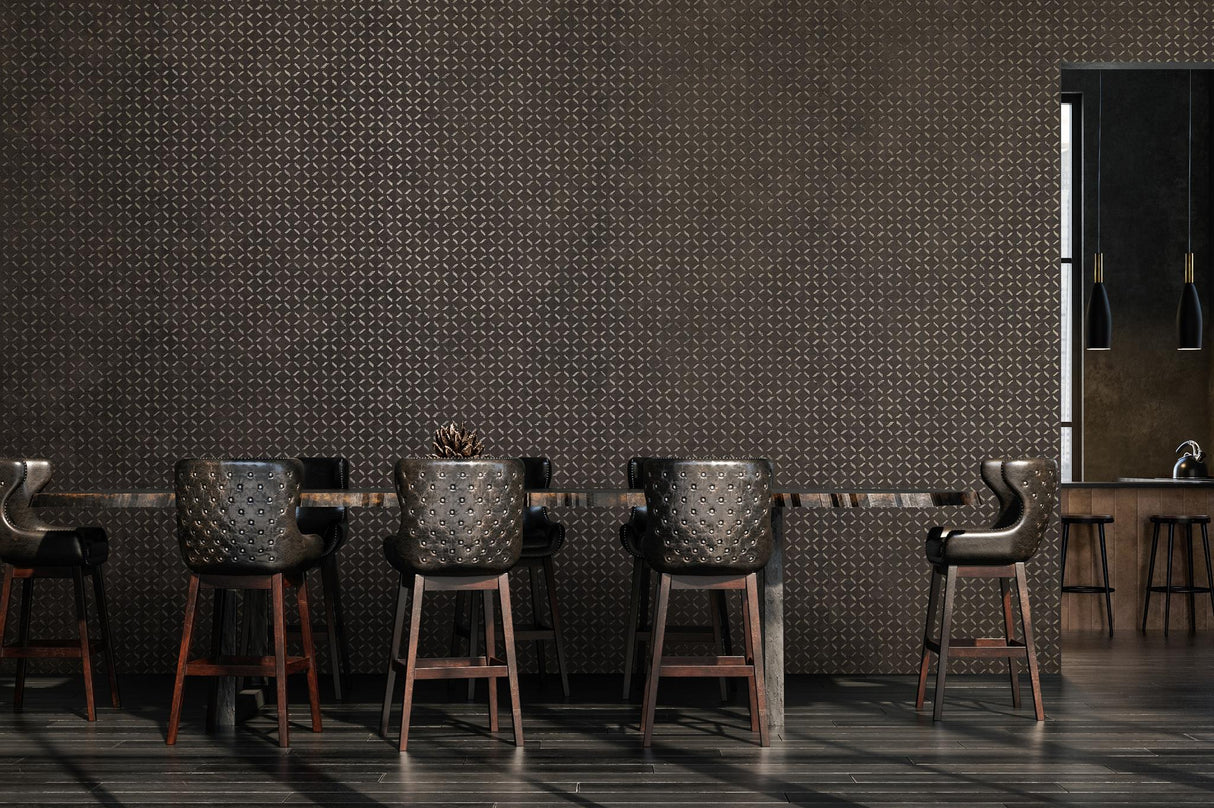 Galerie Soho / Metal Drain Grid Bronze Brown Wallpaper