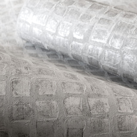 Galerie Manhattan / Loft Tile Silver Grey Wallpaper