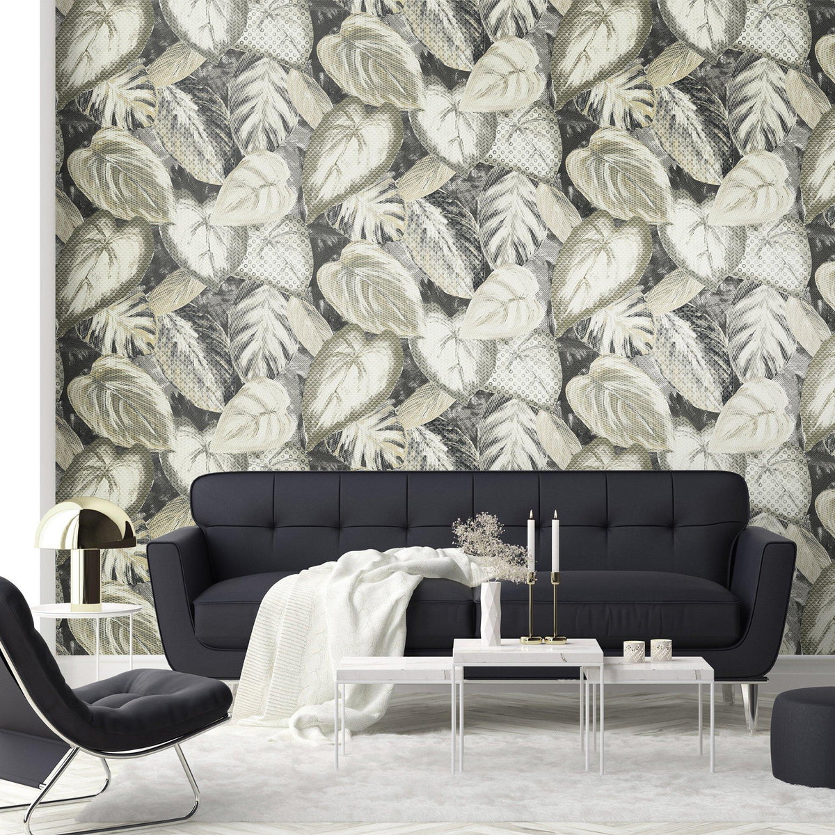 Galerie GH81343-23 Pepper Ficus Silver Grey Wallpaper GH81343-23 Silver Grey Wallpaper