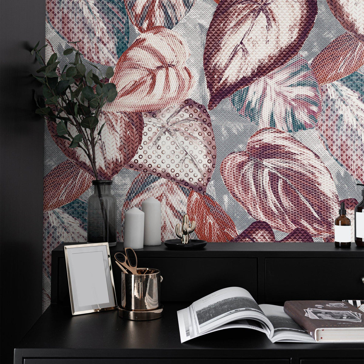 Galerie GH81348-23 Pepper Ficus Red Wallpaper GH81348-23 Red Wallpaper