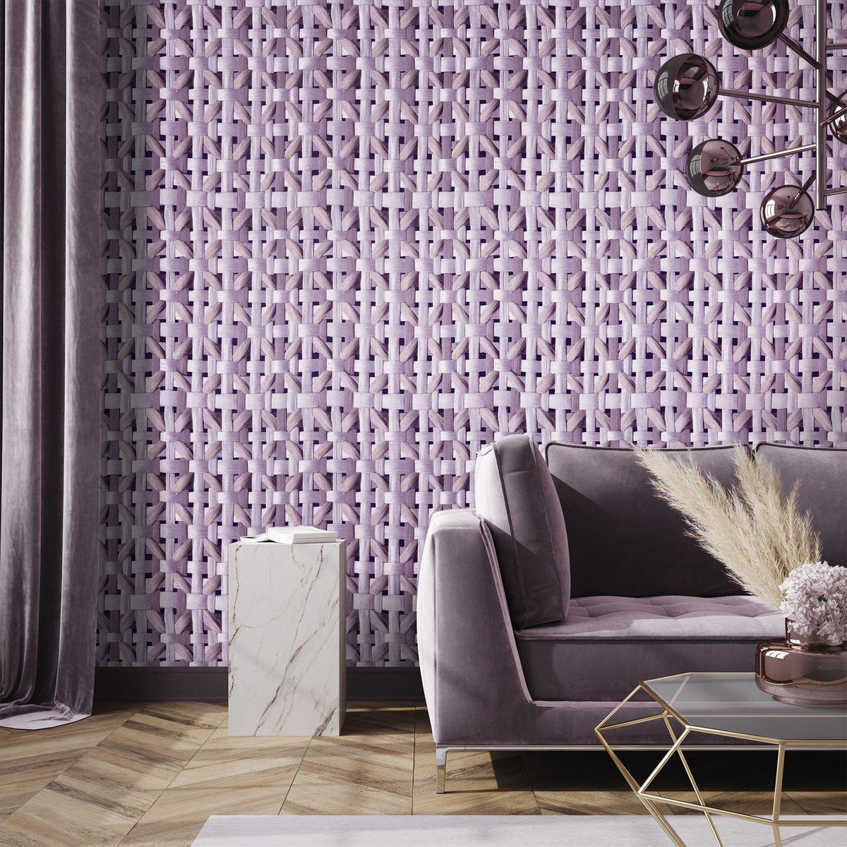 Galerie GH65336-23 Pepper Octagonal Honeycomb Purple Lilac Wallpaper GH65336-23 Purple Lilac Wallpaper