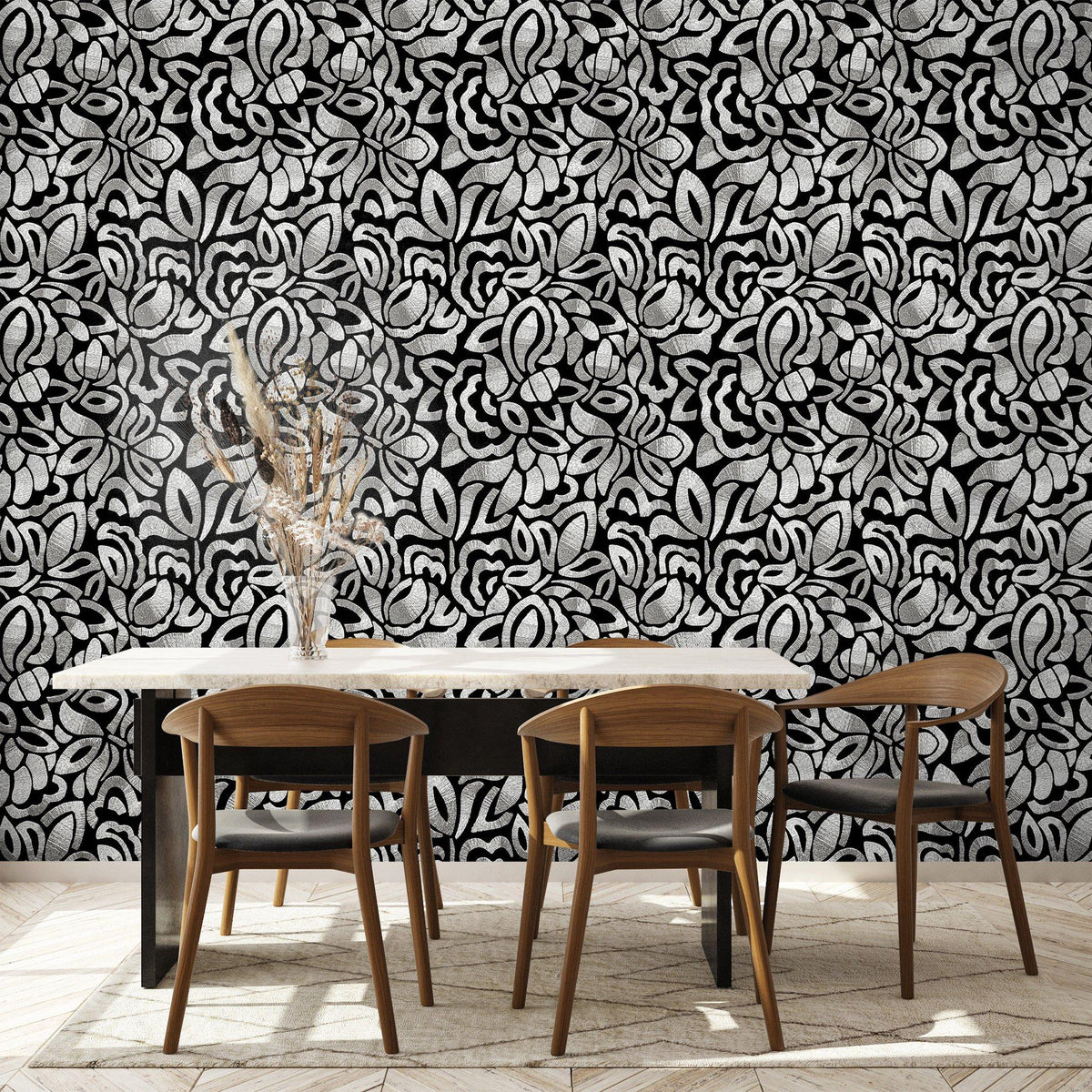 Galerie GH81338-23 Pepper Brussels Lace Black Wallpaper GH81338-23 Black Wallpaper