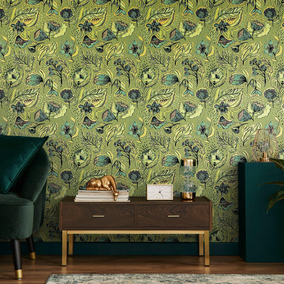 Galerie GH81330-23 Pepper Wild Garden Green Wallpaper GH81330-23 Green Wallpaper