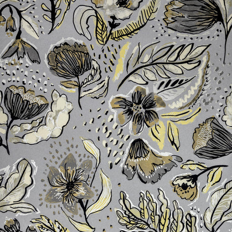Galerie Wild Garden Silver Grey Wallpaper