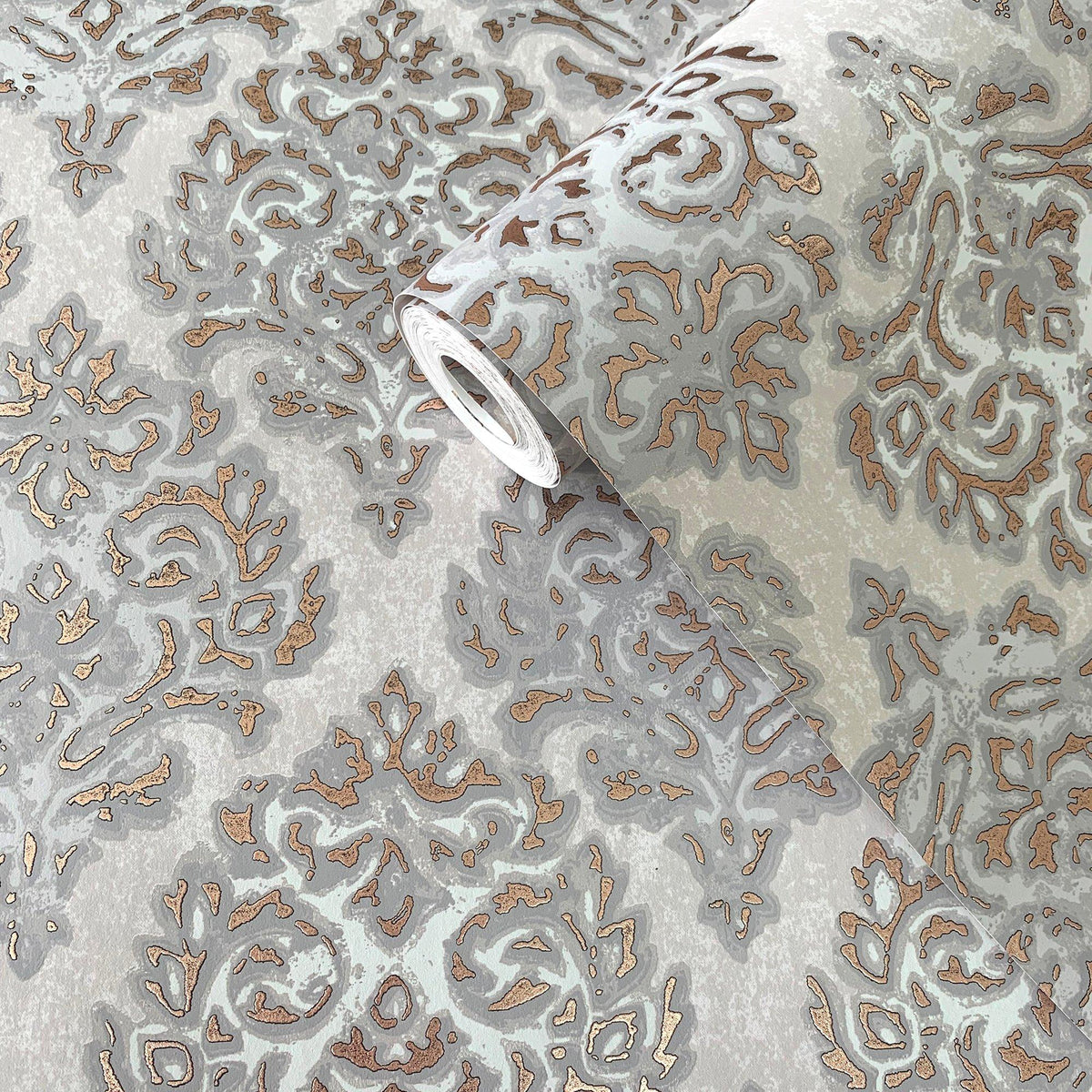 Galerie MT2035 Lustre Modern Damask Rose Gold Wallpaper MT2035 Rose Gold Wallpaper