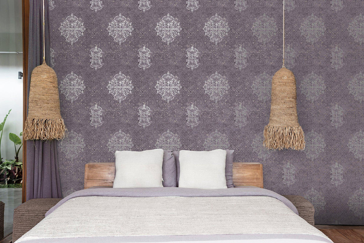 Galerie CM2481 Lustre Damask Silver Grey Wallpaper CM2481 Silver Grey Wallpaper