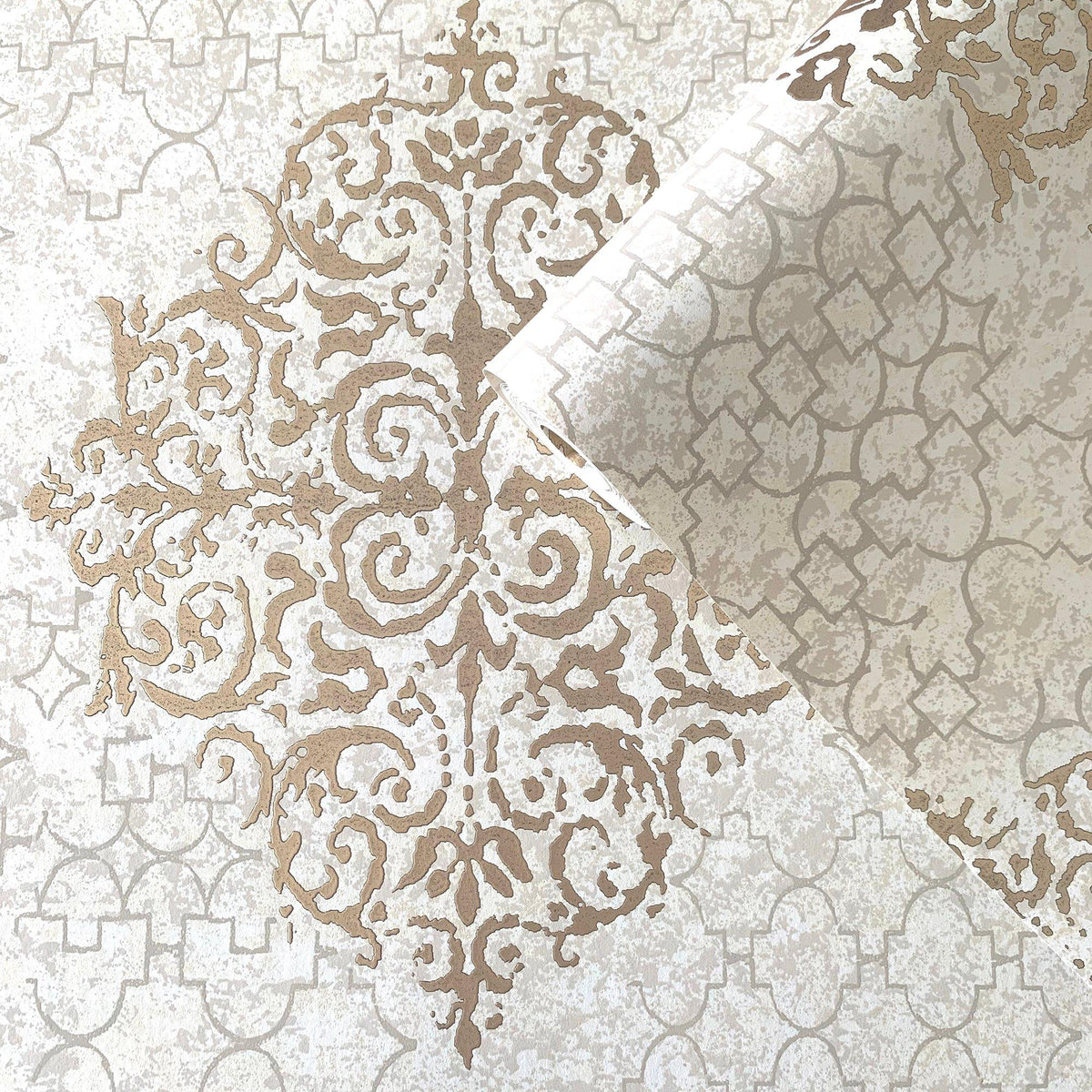 Galerie CM2485 Lustre Damask Rose Gold Wallpaper CM2485 Rose Gold Wallpaper