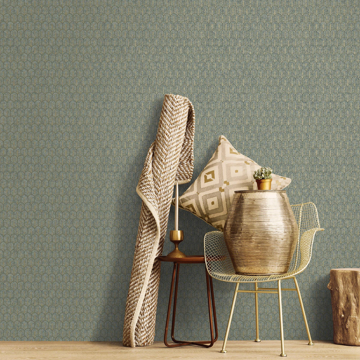 Galerie F-VL6005 Lustre Geo Arch Gold Wallpaper F-VL6005 Gold Wallpaper