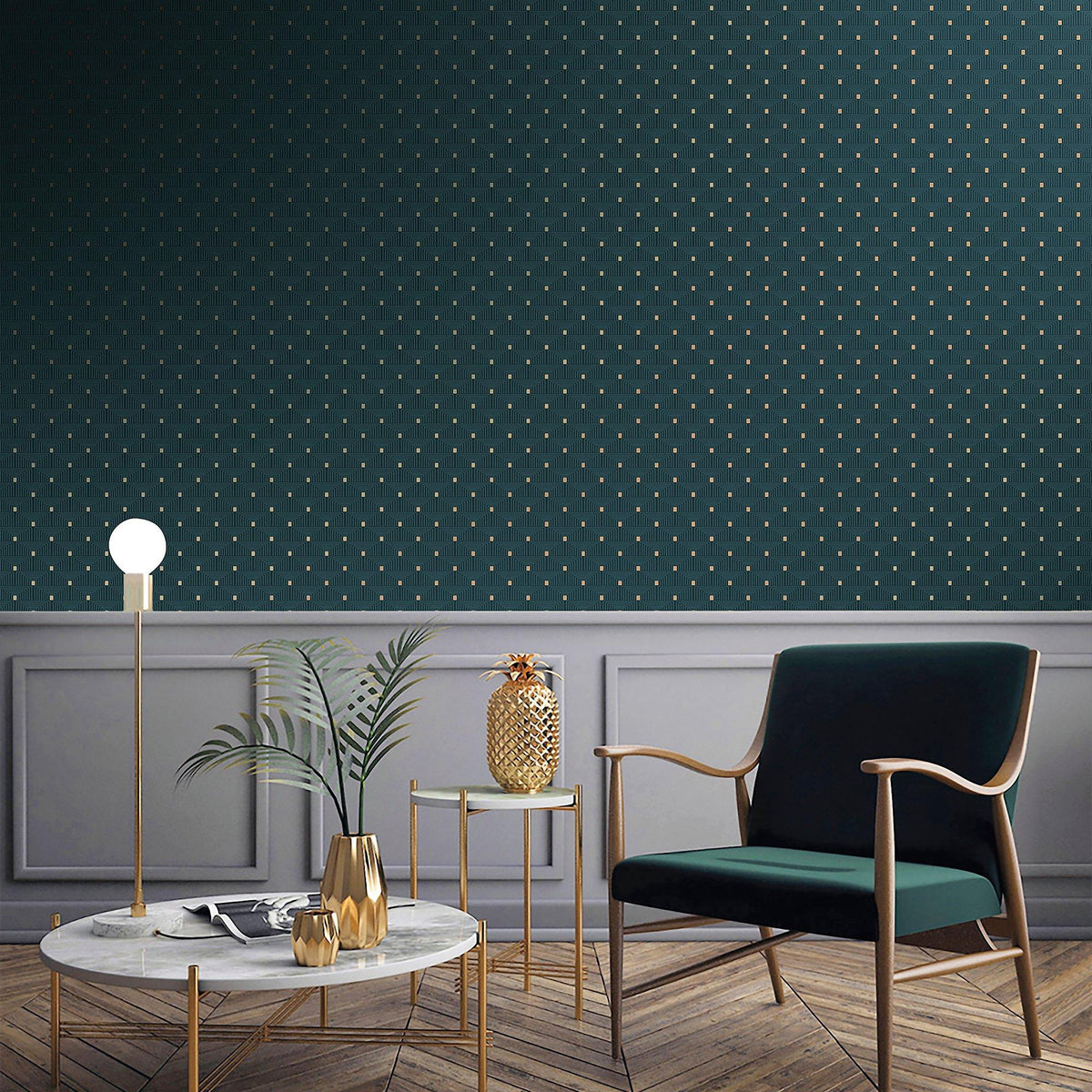 Galerie F-PL3005 Boutique Geo Key Blue Wallpaper F-PL3005 Blue Wallpaper