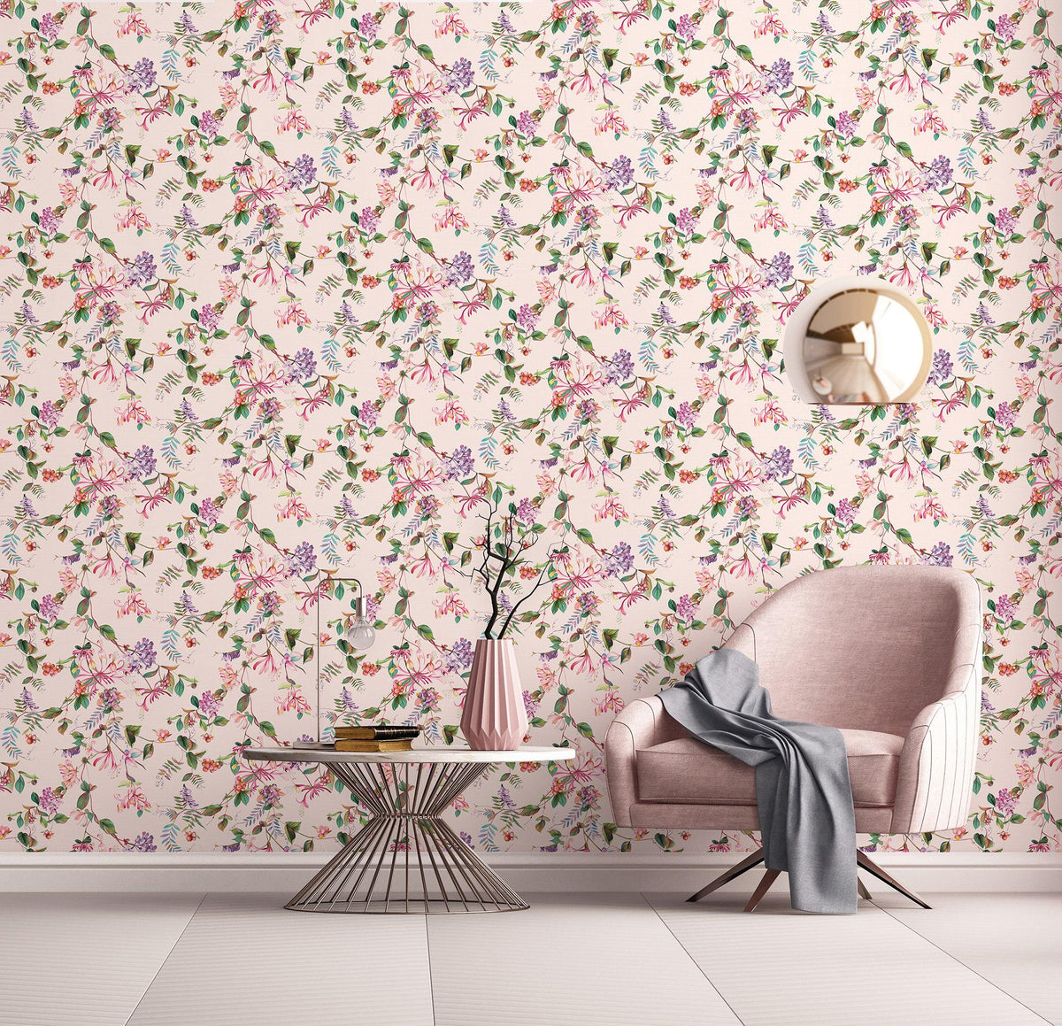 Galerie 47457 Flora Summer Bouquet Pink Wallpaper 47457 Pink Wallpaper
