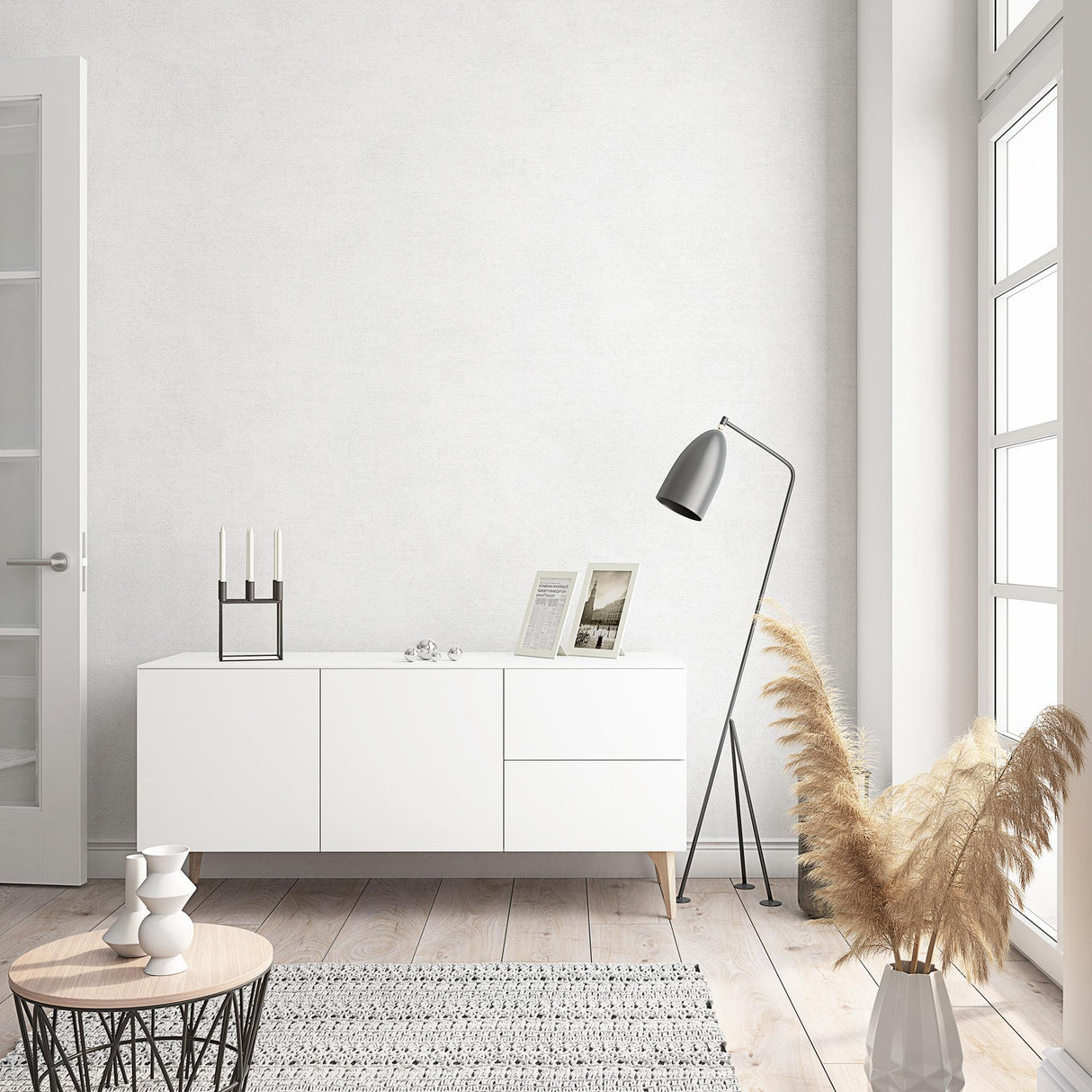 Galerie Textured Plain White Wallpaper