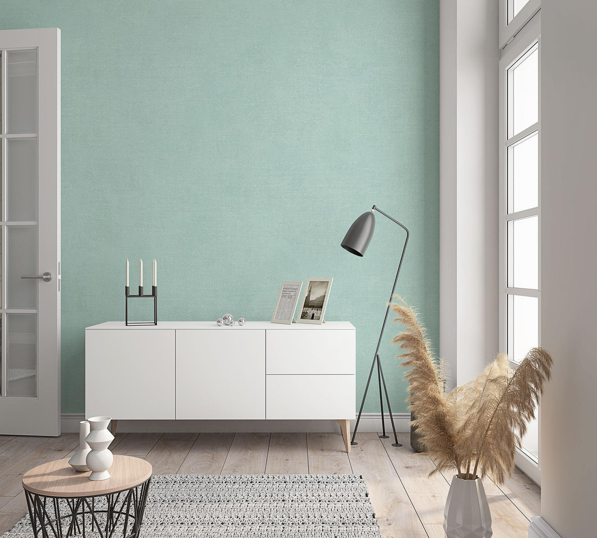 Galerie Linen Texture Green Wallpaper