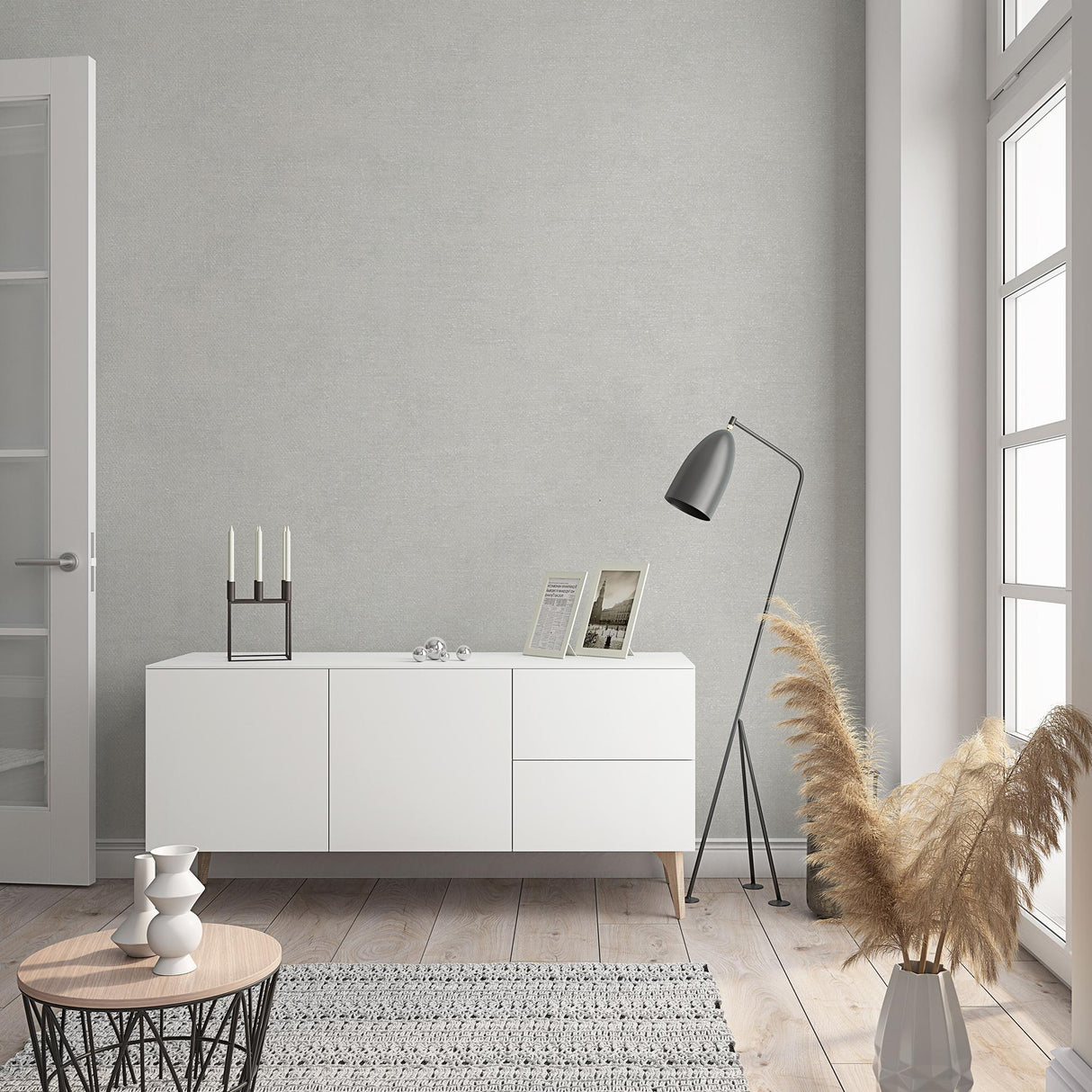 Galerie Linen Texture Silver Grey Wallpaper