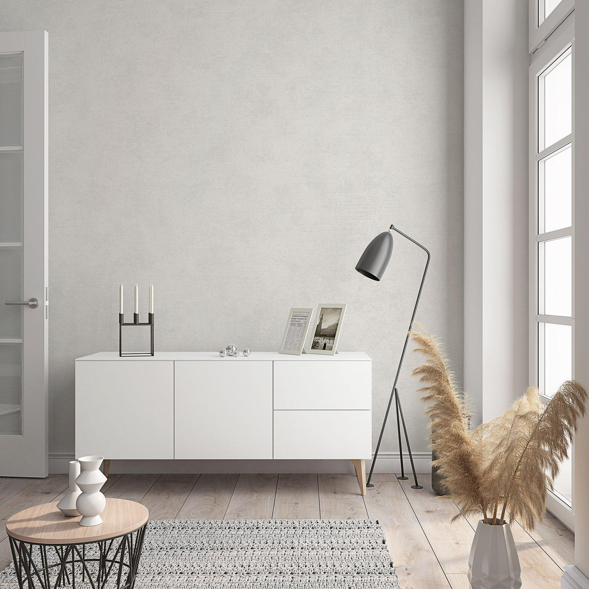 Galerie 32402 Flora Plain Texture Silver Grey Wallpaper 32402 Silver Grey Wallpaper