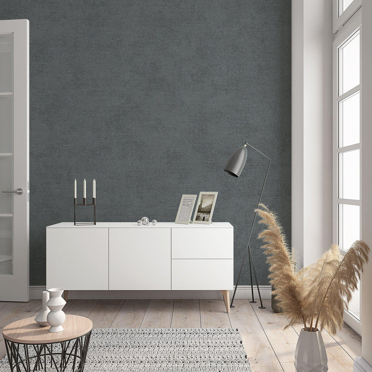 Galerie 32406 Flora Plain Texture Black Wallpaper 32406 Black Wallpaper