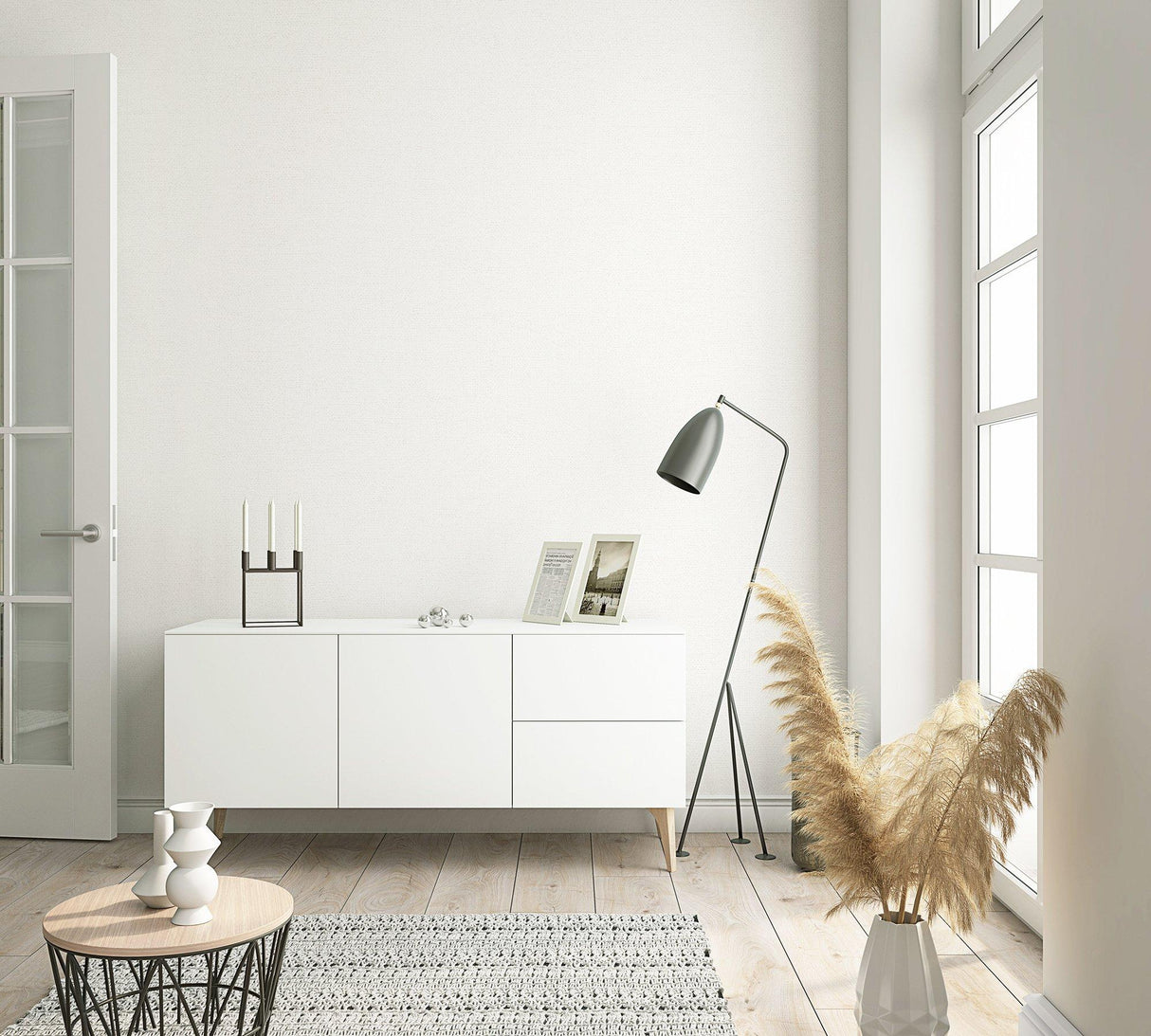 Galerie 32441 Flora Plain Texture White Wallpaper 32441 White Wallpaper