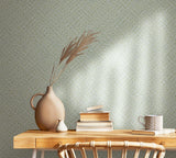 Galerie 47479 Flora Herringbone Weave Green Wallpaper 47479 Green Wallpaper