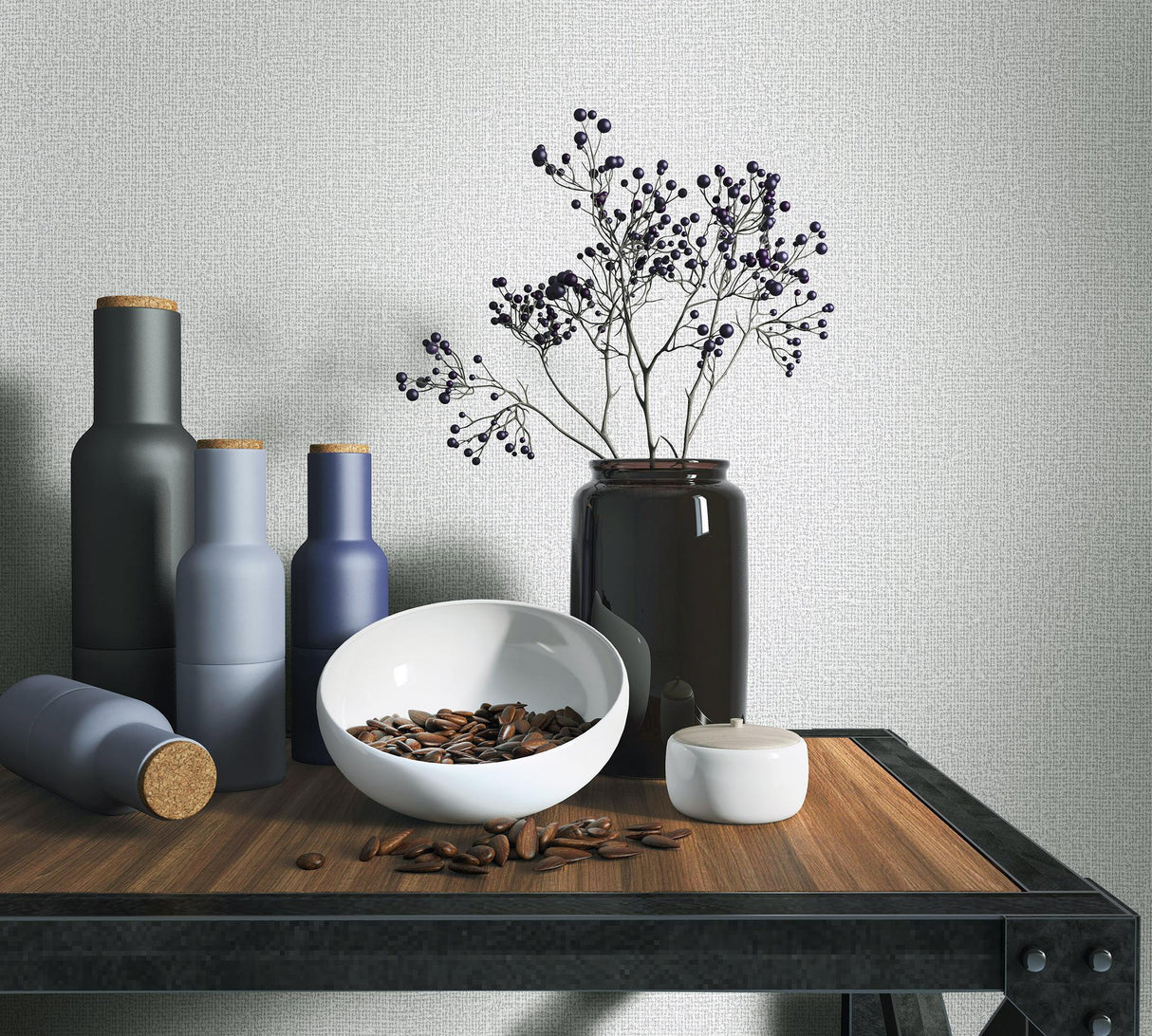 Galerie Wicker Texture Silver Grey Wallpaper
