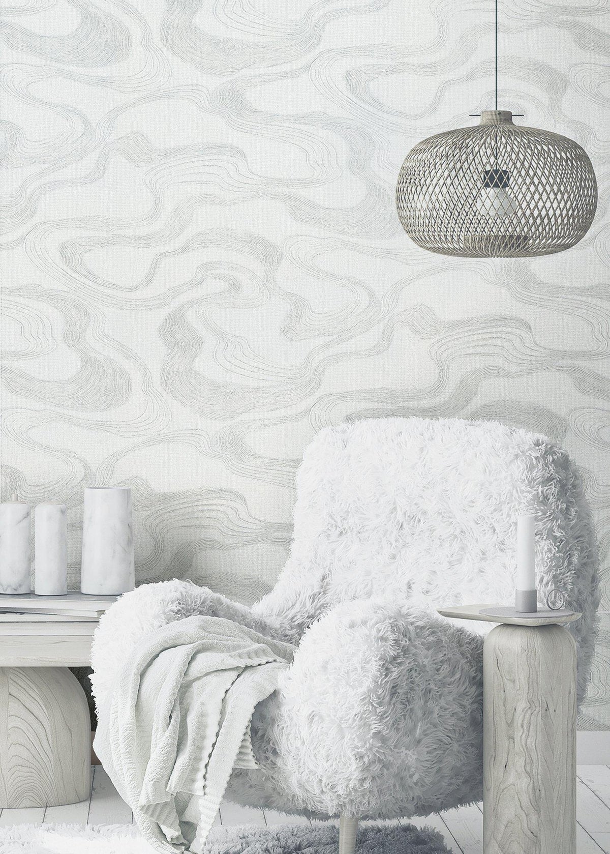 Galerie 34534 Kumano Flow White Wallpaper 34534 White Wallpaper