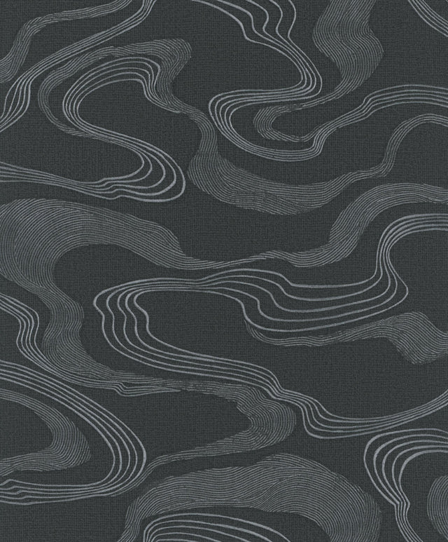 Galerie Flow Black Wallpaper