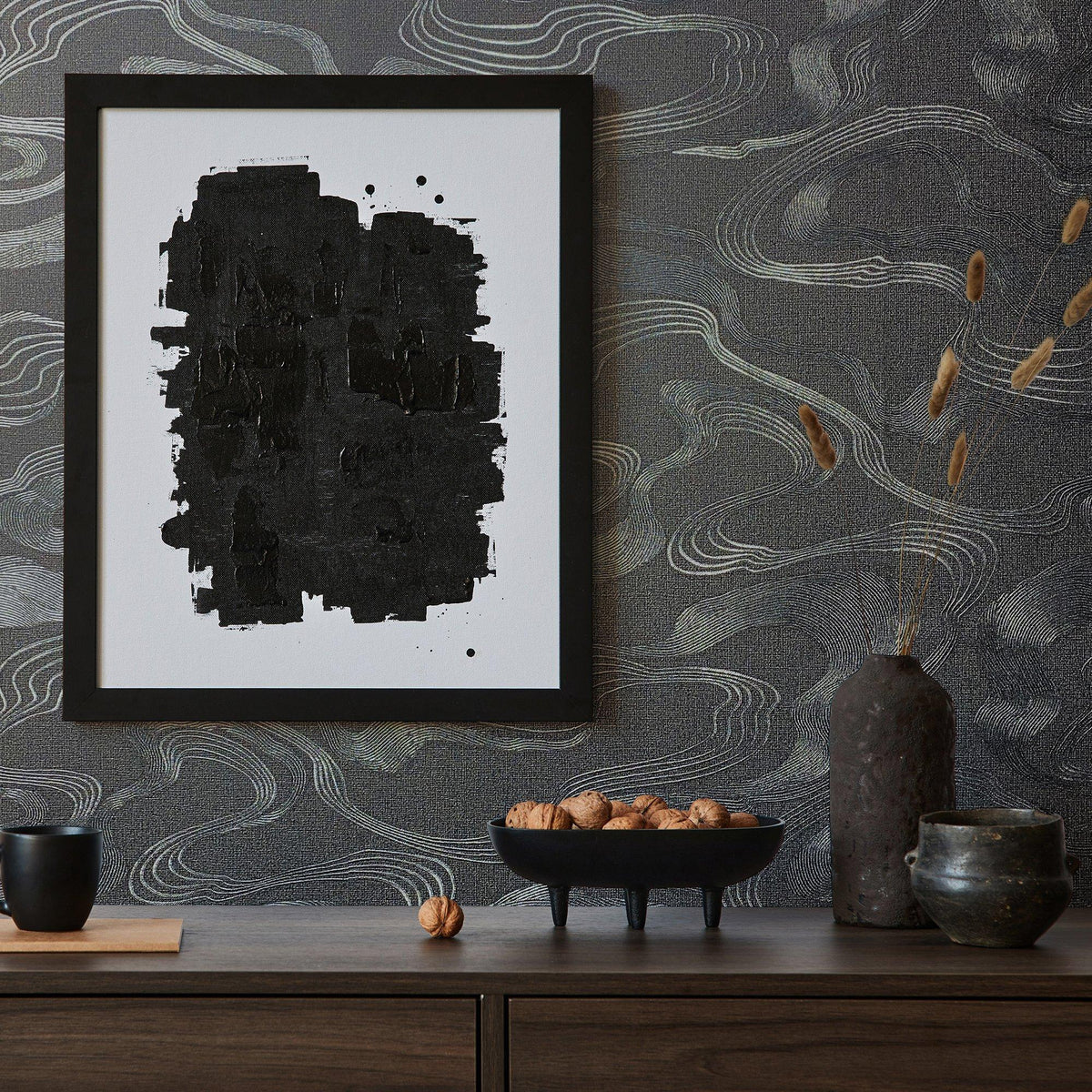 Galerie 34537 Kumano Flow Black Wallpaper 34537 Black Wallpaper