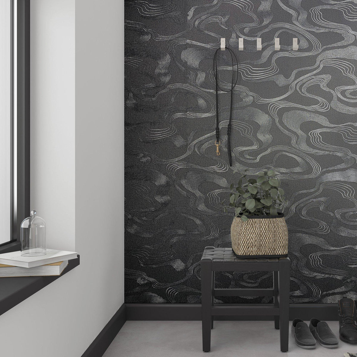 Galerie 34537 Kumano Flow Black Wallpaper 34537 Black Wallpaper