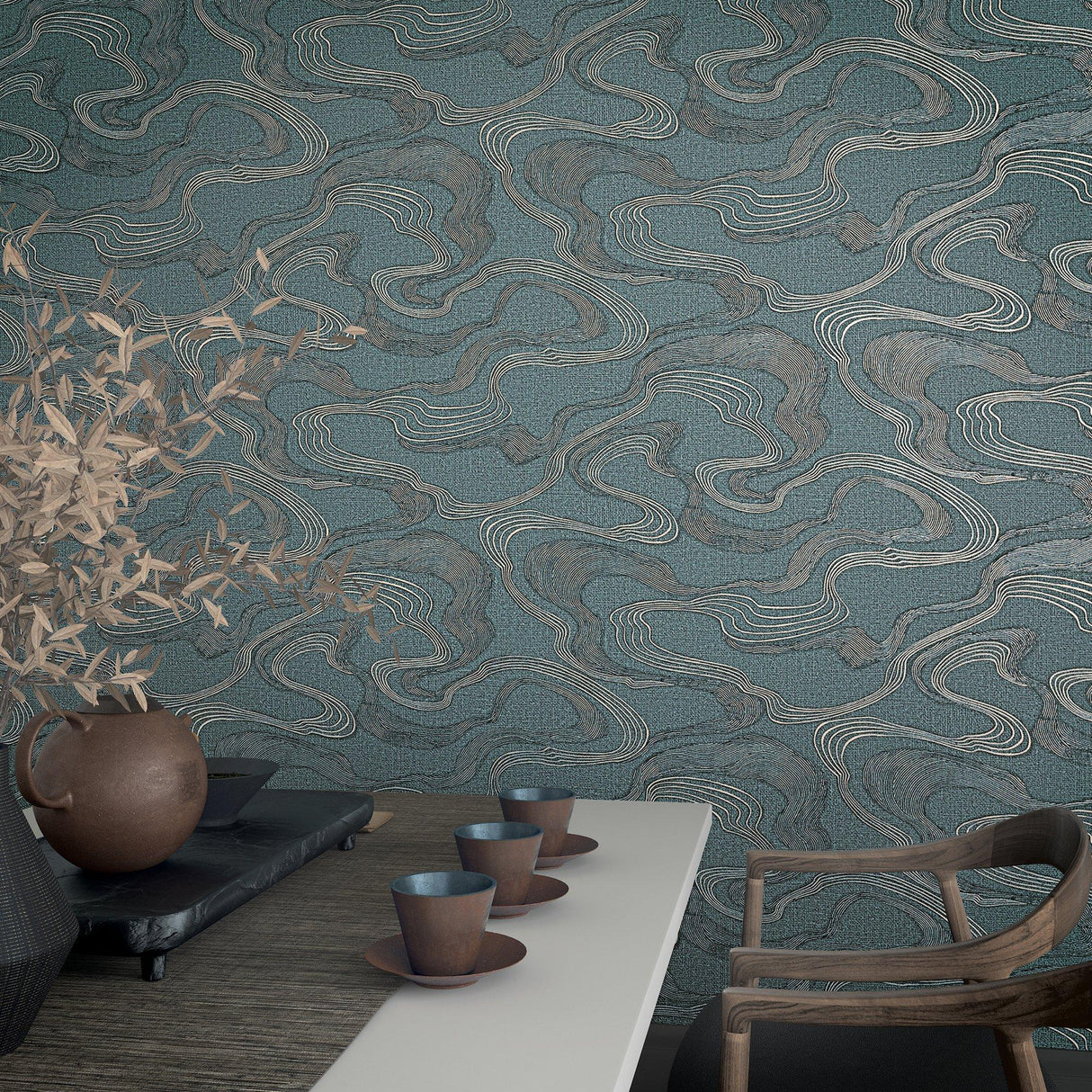 Galerie 34538 Kumano Flow Blue Wallpaper 34538 Blue Wallpaper