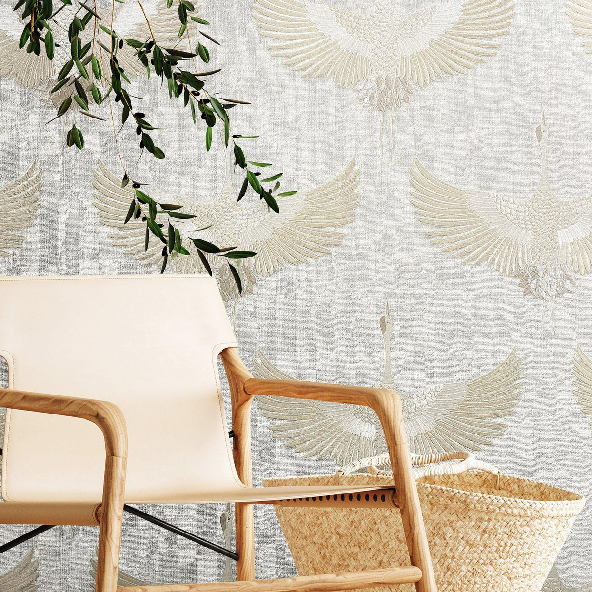Galerie 34529 Kumano Stork Beige Wallpaper 34529 Beige Wallpaper