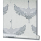 Galerie 34530 Kumano Stork Silver Grey Wallpaper 34530 Silver Grey Wallpaper