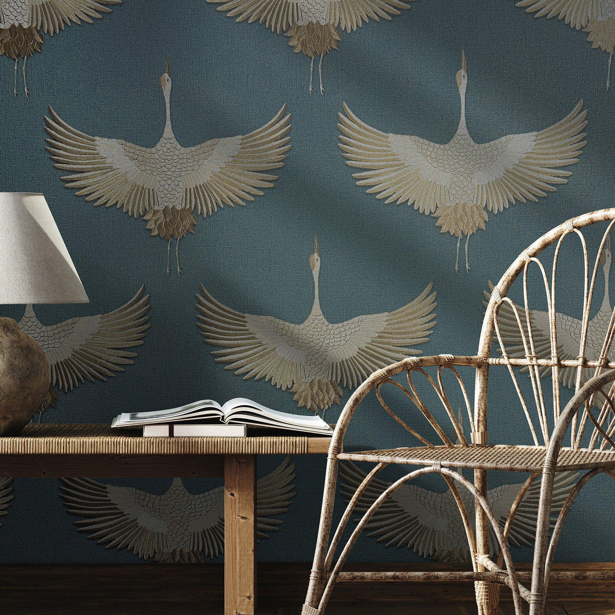 Galerie 34531 Kumano Stork Blue Wallpaper 34531 Blue Wallpaper