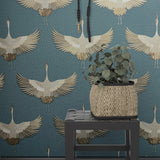 Galerie 34531 Kumano Stork Blue Wallpaper 34531 Blue Wallpaper
