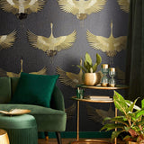 Galerie 34532 Kumano Stork Gold Wallpaper 34532 Gold Wallpaper