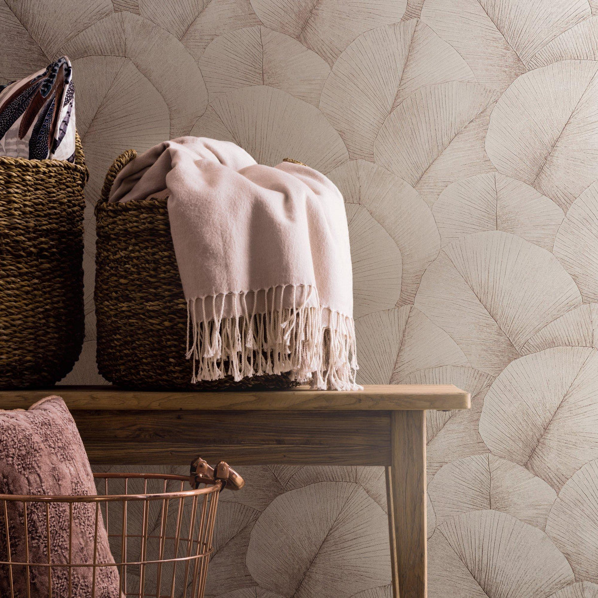 Galerie 34511 Kumano Palm Leaf Pink Wallpaper 34511 Pink Wallpaper