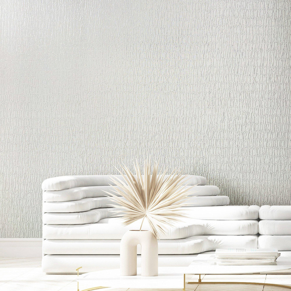 Galerie 34501 Kumano Ruche Silk White Wallpaper 34501 White Wallpaper