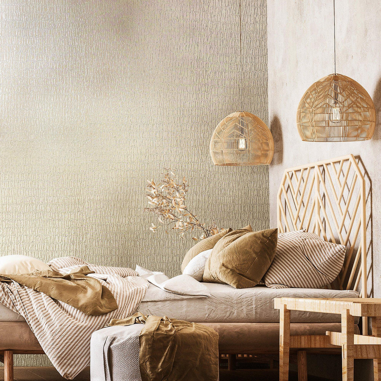 Galerie 34502 Kumano Ruche Silk Beige Wallpaper 34502 Beige Wallpaper