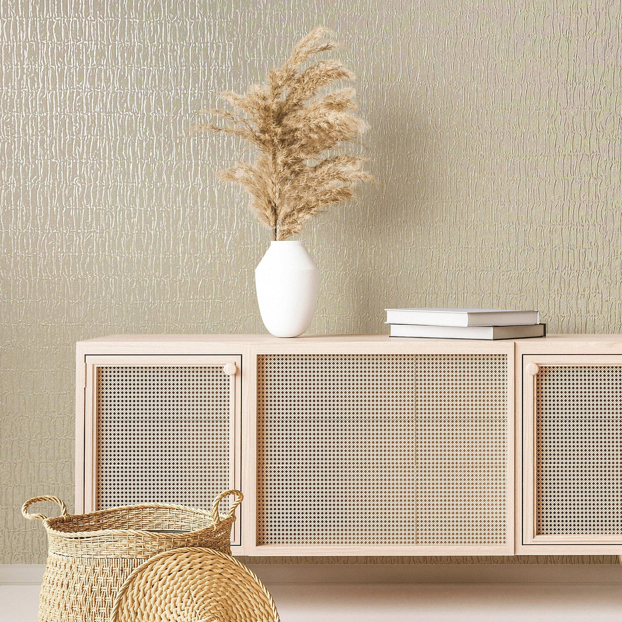 Galerie 34502 Kumano Ruche Silk Beige Wallpaper 34502 Beige Wallpaper
