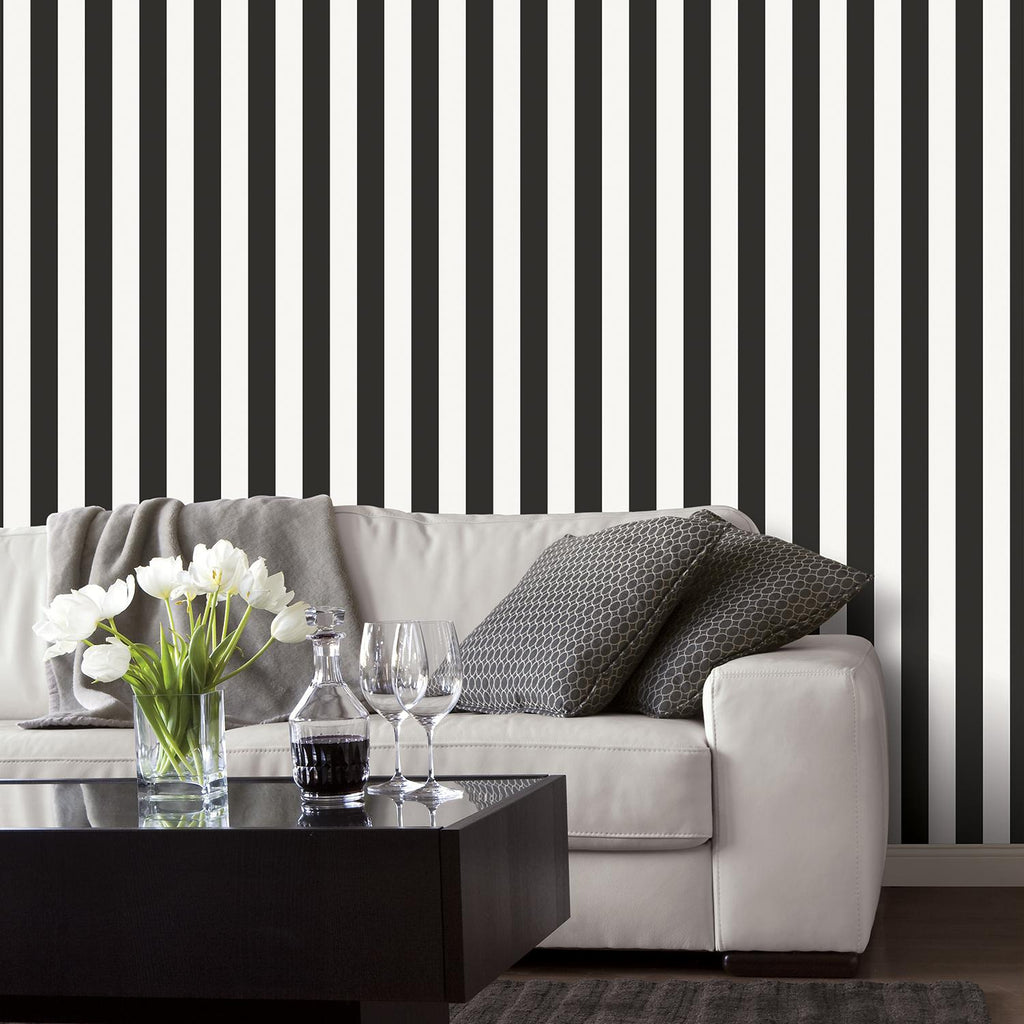 Galerie Awning Stripe Black Wallpaper
