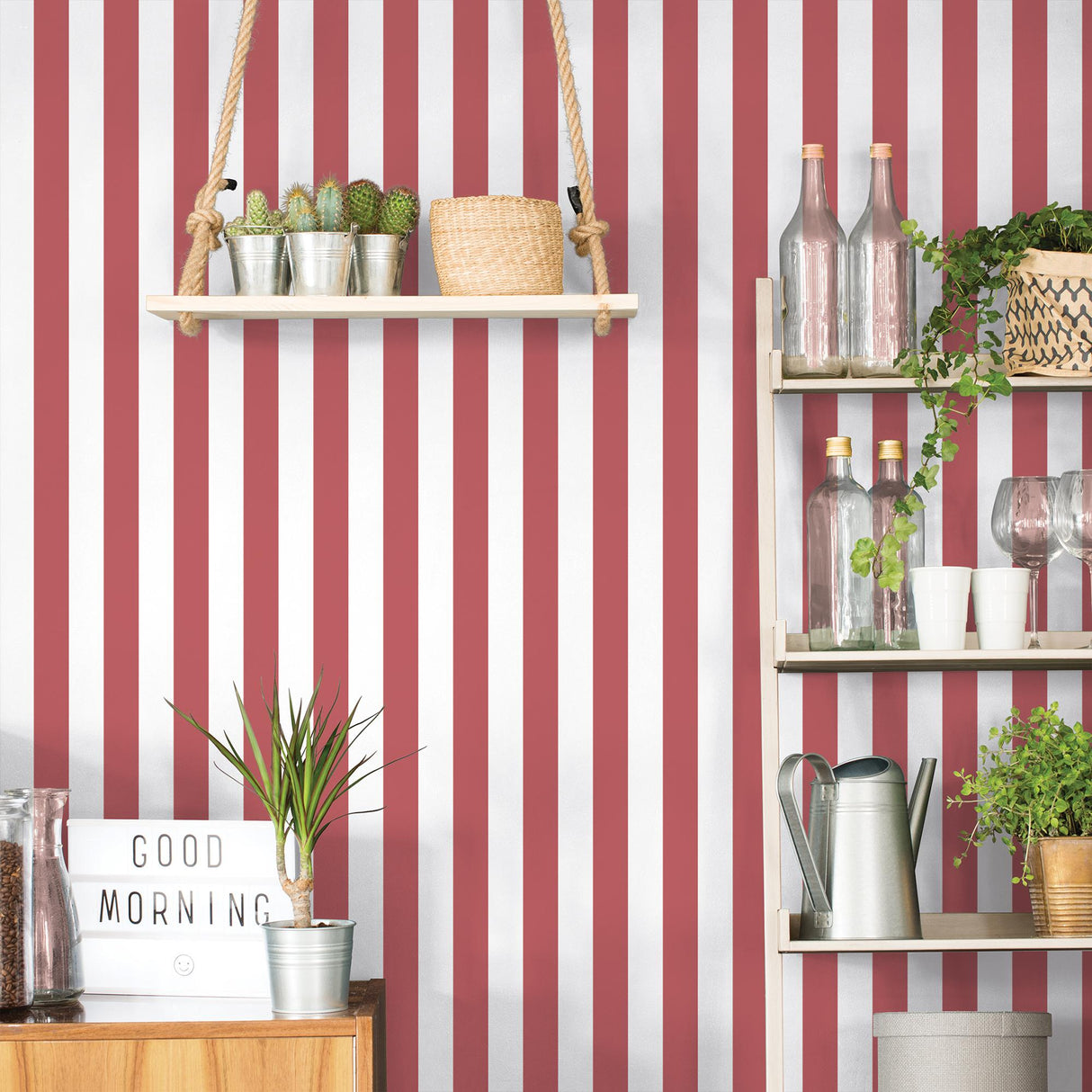 Galerie Awning Stripe Red Wallpaper