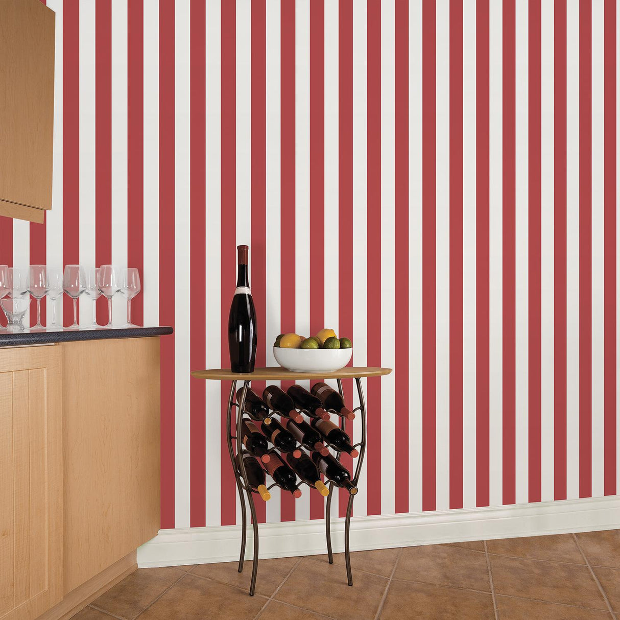 Galerie Awning Stripe Red Wallpaper